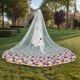 4M Colored Flowers Wedding Veil